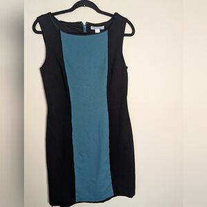 White House Black Market Black and Teal Sheath Dress Size 8